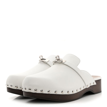 Hermes Calfskin Carlotta Mules 39 White 3 of 9