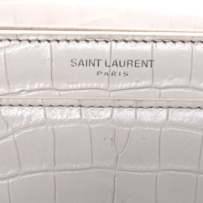 Saint Laurent Calfskin Crocodile Embossed Medium Monogram Sunset Blanc Vintage 9 of 10