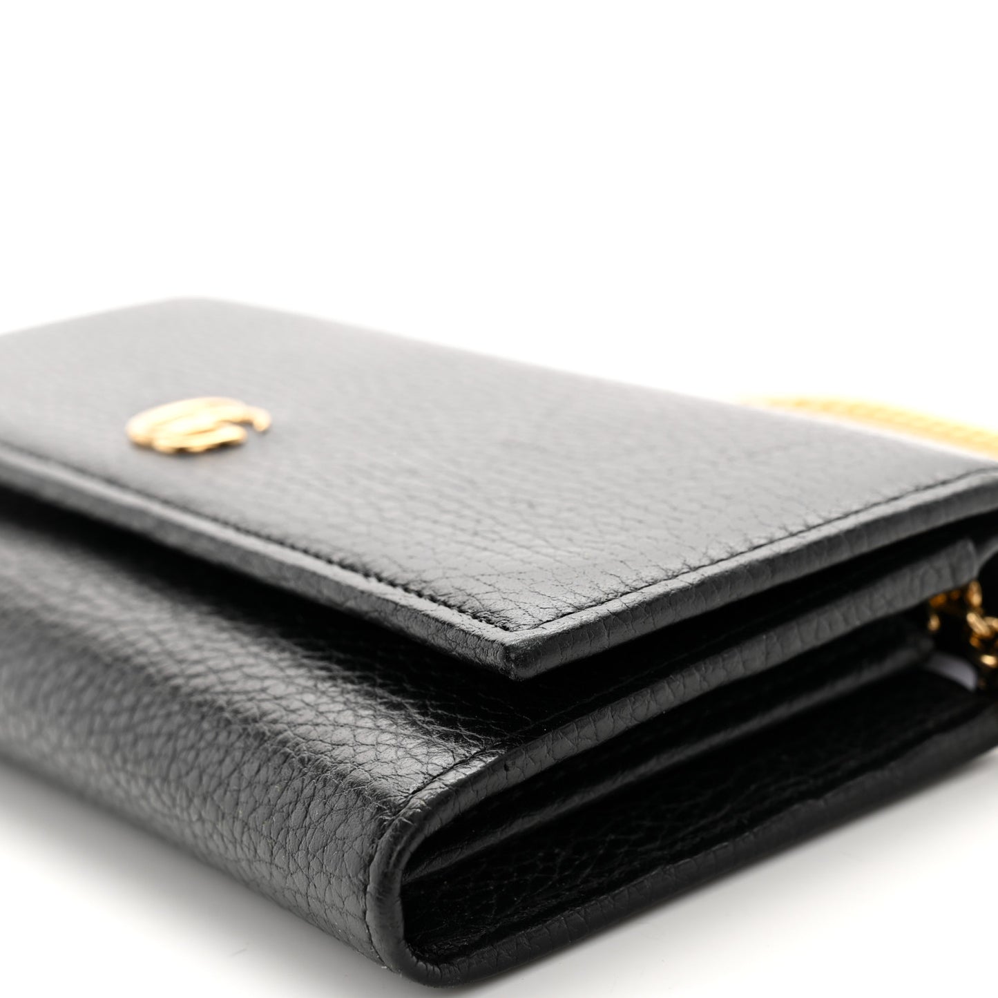 Dollar Calfskin Petite GG Marmont Wallet Chain Bag Black