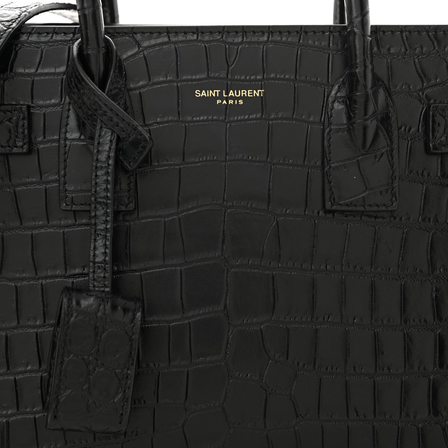 Saint Laurent Calfskin Crocodile Embossed Baby Sac De Jour Black 7 of 10