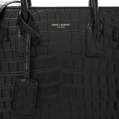 Saint Laurent Calfskin Crocodile Embossed Baby Sac De Jour Black 7 of 10