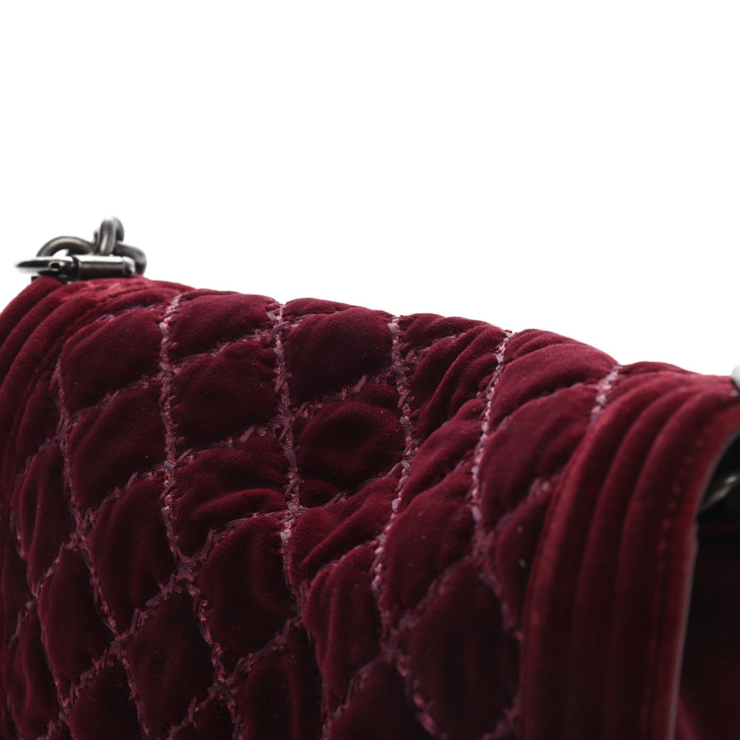 Chanel Velvet Tweed Quilted Medium Boy Flap Burgundy 14 of 14