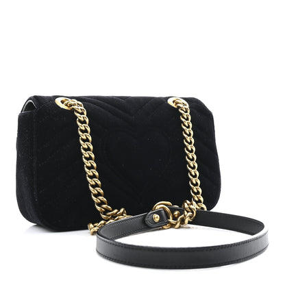 Gucci Velvet Matelasse Mini GG Marmont Shoulder Bag Black 3 of 11