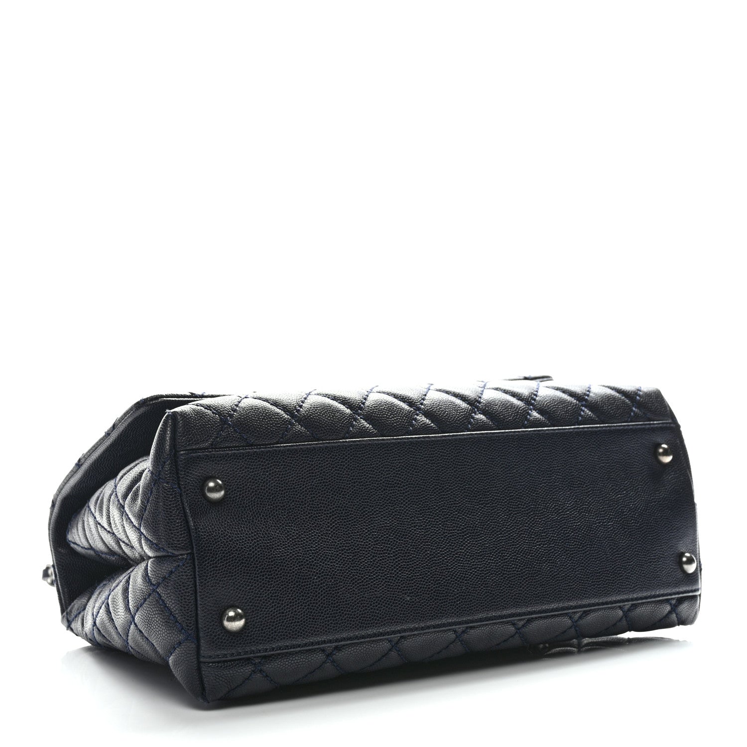 Chanel Caviar Lizard Quilted Small Coco Handle Flap Navy Blue 4 of 10
