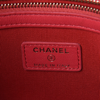 Chanel Lambskin Quilted Medium Cosmetic Case Red 6 of 7