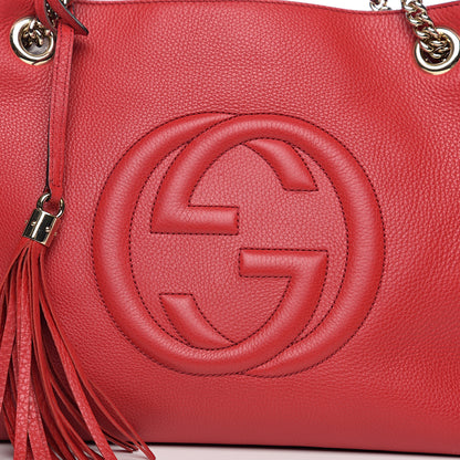 Gucci Pebbled Calfskin Medium Soho Chain Shoulder Bag Tabasco Red 7 of 9