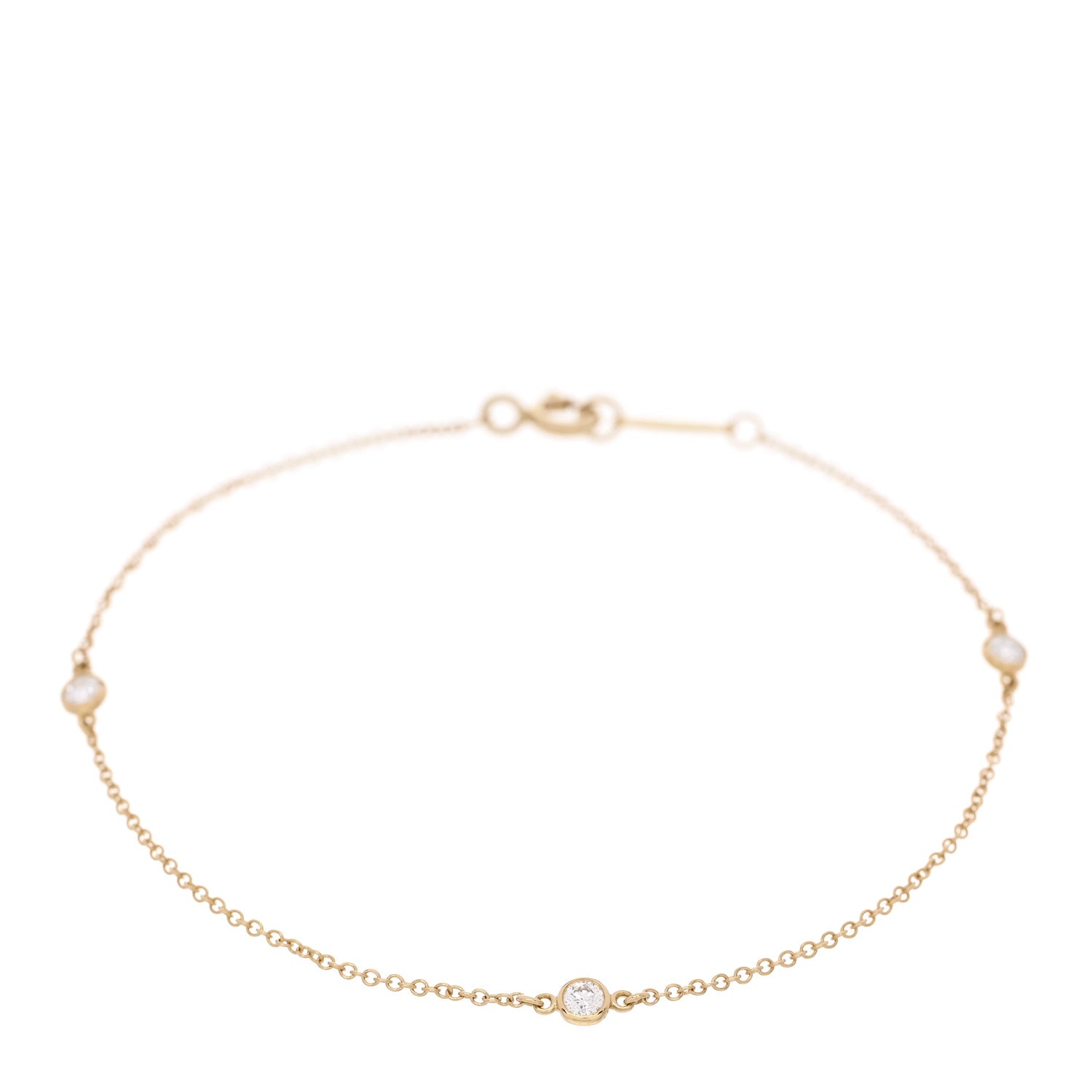 Tiffany 18K Yellow Gold Diamond .15ctw Elsa Peretti Diamonds by the Yard Station Bracelet 1 of 4
