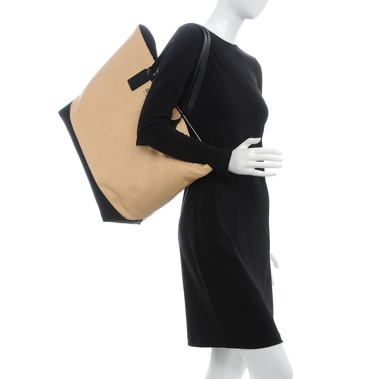 Canvas Beach Shopping East West Tote Naturale Black