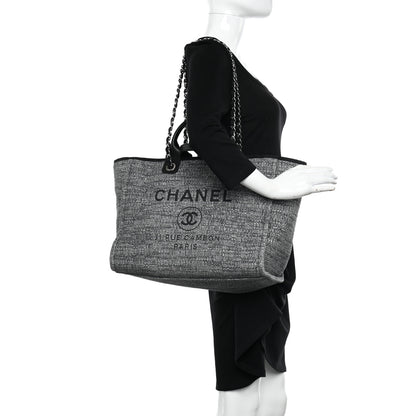 Chanel Canvas Medium Deauville Tote Charcoal 2 of 10