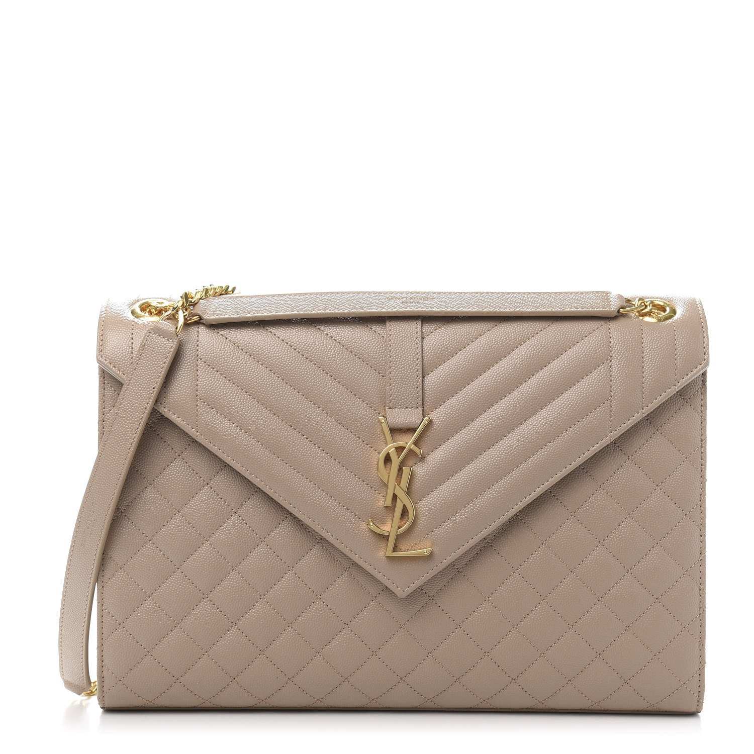 Saint Laurent Grain De Poudre Mixed Matelasse Large Triquilt Monogram Satchel Nude Powder 1 of 11