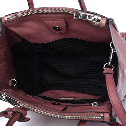 Prada Glace Calf Small Twin Pocket Tote Pink 5 of 10