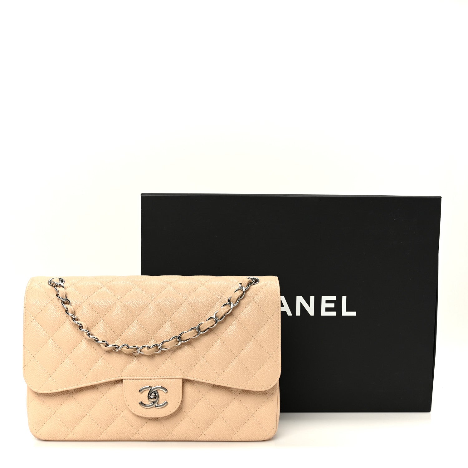 Chanel Caviar Quilted Jumbo Double Flap Beige Clair 12 of 12