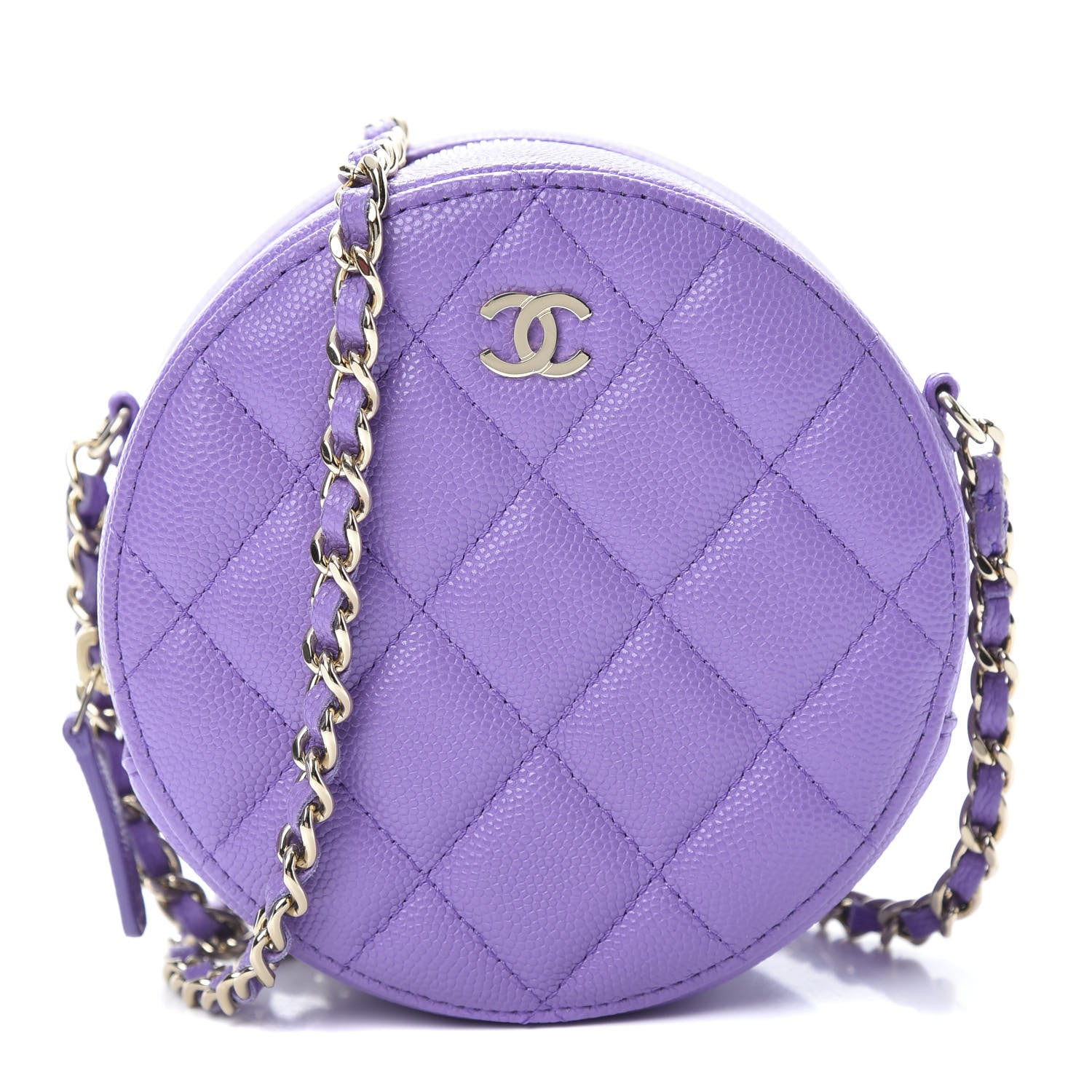 Chanel Caviar Quilted Round Clutch With Chain Purple 1 of 11