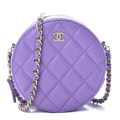 Chanel Caviar Quilted Round Clutch With Chain Purple 1 of 11