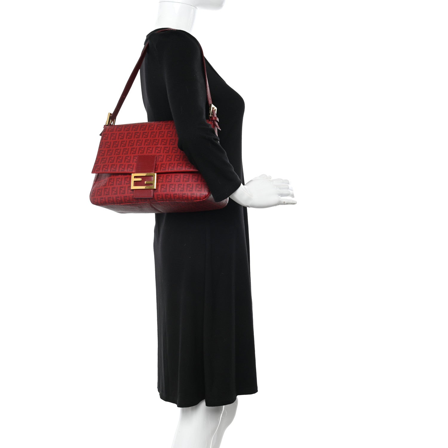 Fendi Zucchino Spalmati Vitello Mama Baguette Bordeaux Rubino 2 of 14