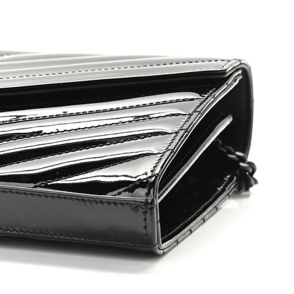 Saint Laurent Patent Matelasse Chevron Monogram Chain Wallet Black 8 of 8