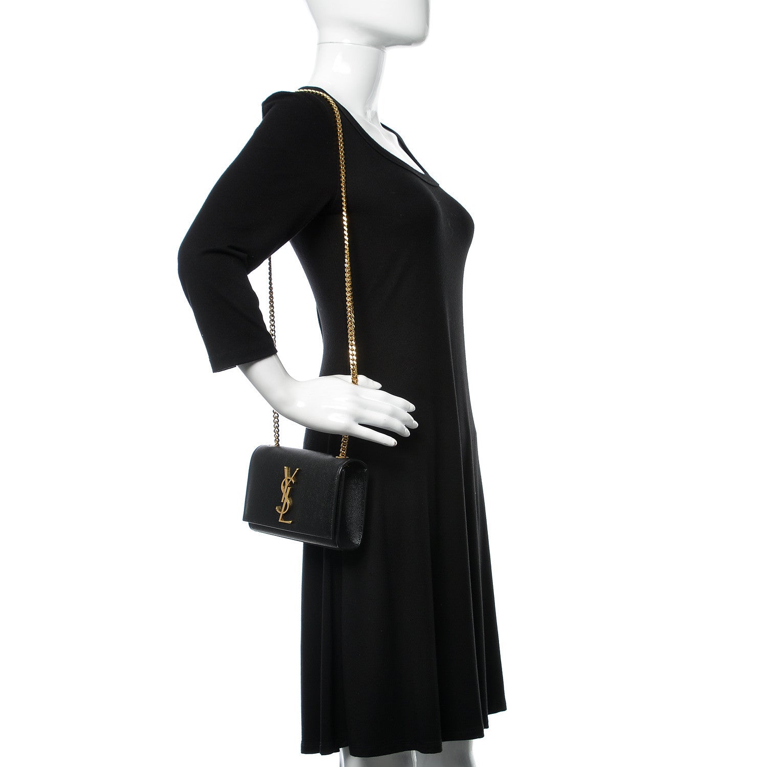 Saint Laurent Grain De Poudre Small Monogram Kate Satchel Black 2 of 9