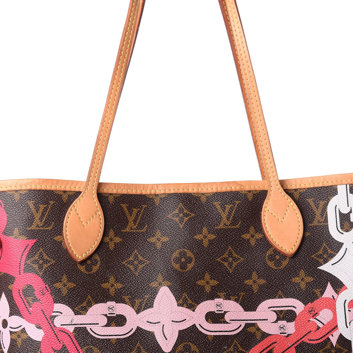 Monogram Bay Neverfull MM Rose Ballerine Poppy