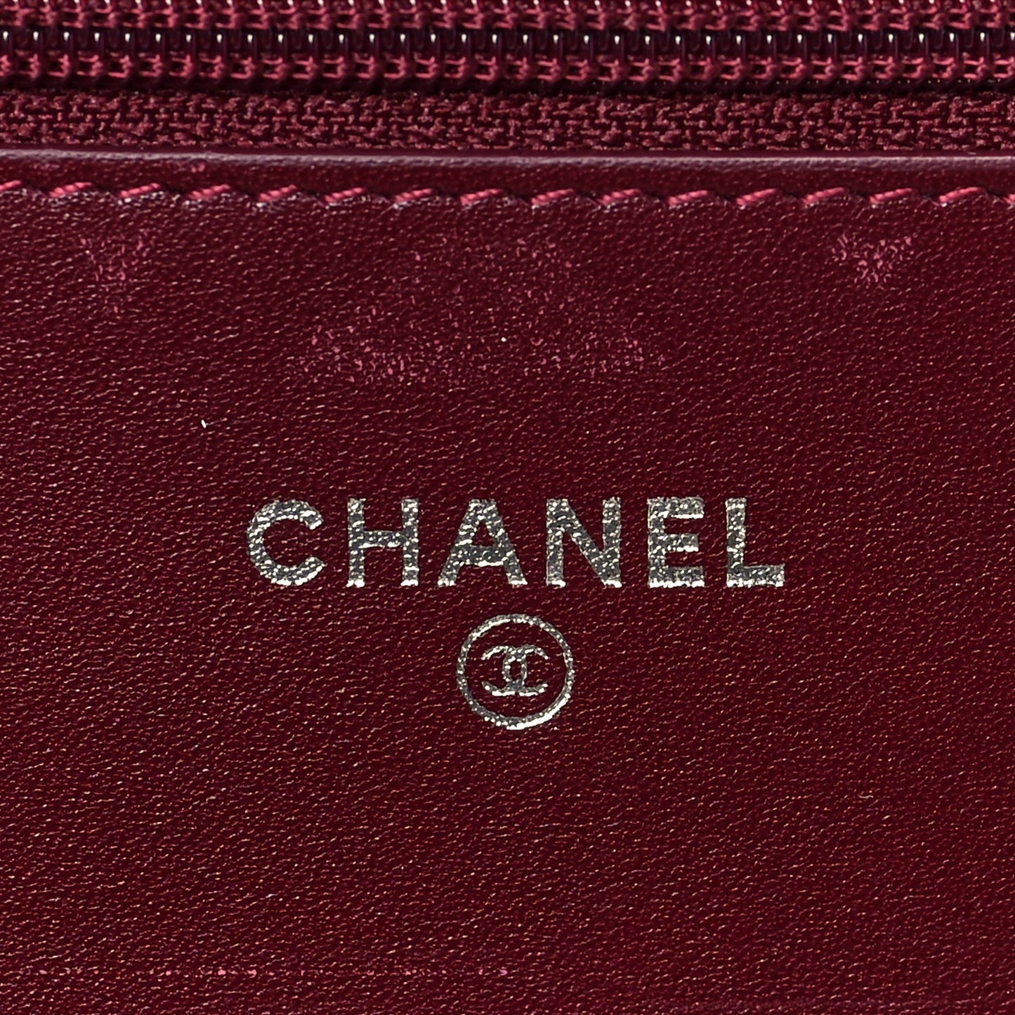 Patent Quilted Brilliant Wallet On Chain WOC Light Burgundy