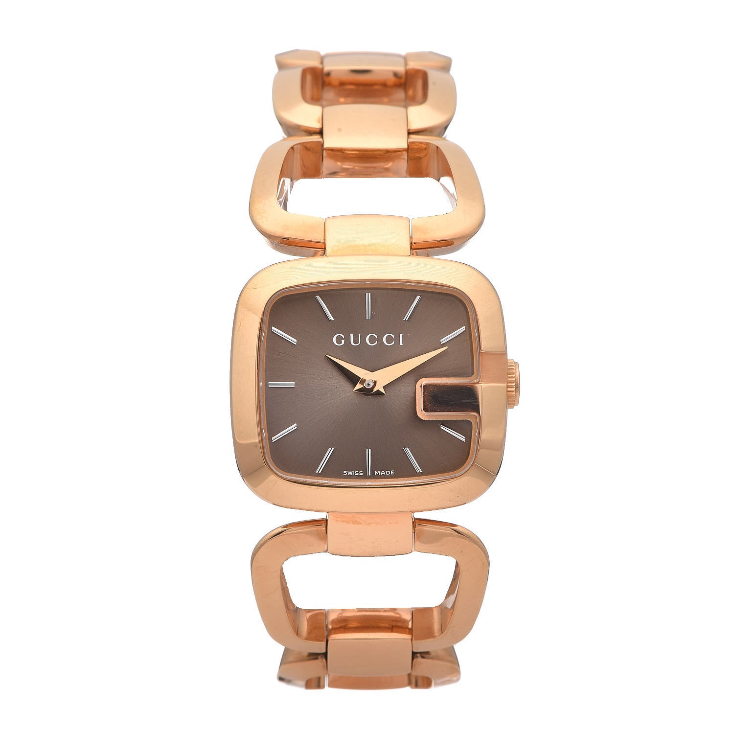 Gucci Stainless Steel 24mm G-Gucci Square Quartz Watch Brown 1 of 6