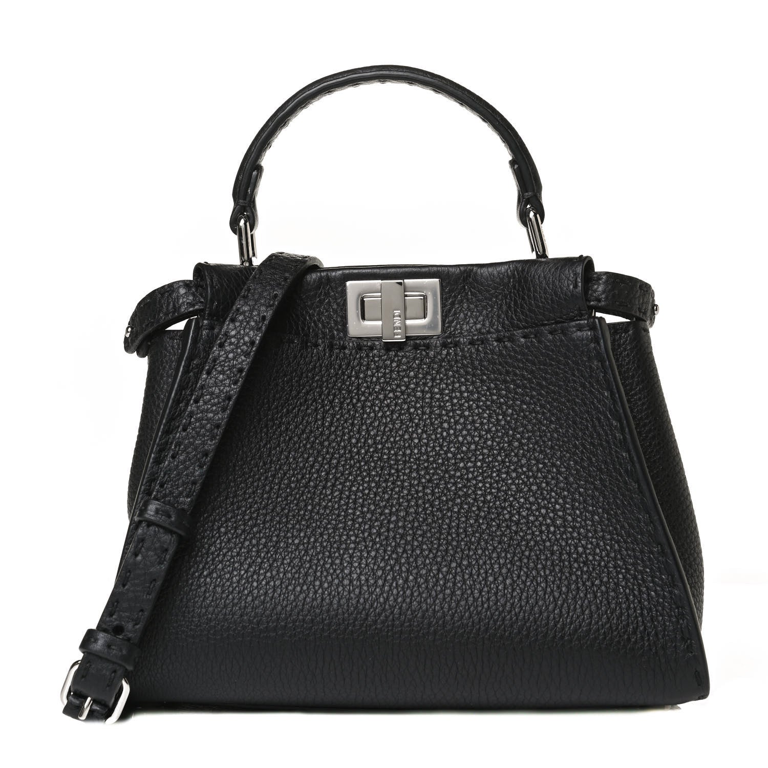 Fendi Cuoio Romano Selleria Bi-Color Mini Peekaboo Iconic Satchel Black Mou 1 of 15
