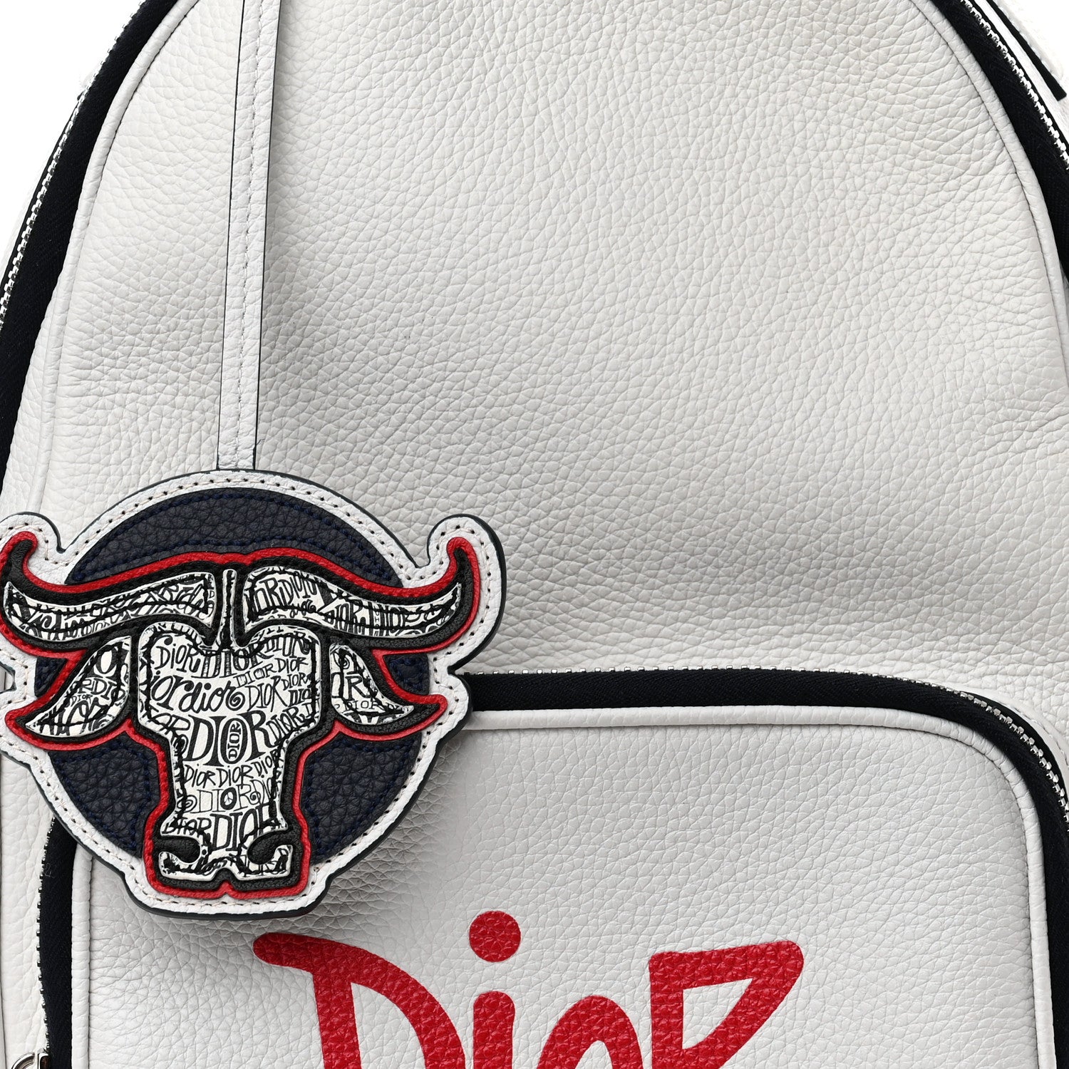 Christian Dior X SHAWN STUSSY Grained Calfskin Ox Head Crossbody Backpack White 8 of 11