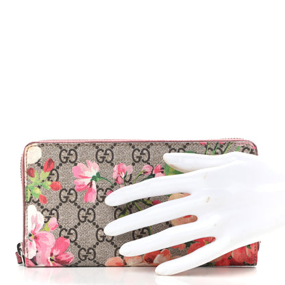 Gucci GG Supreme Monogram Blooms Zip Around Wallet Beige Multicolor Dry Rose 2 of 7