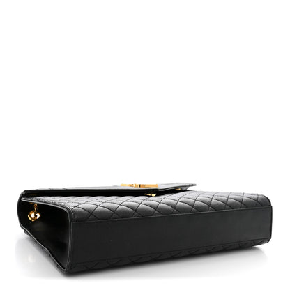 Saint Laurent Grain De Poudre Textured Mixed Matelasse Large Triquilt Monogram Satchel Black 4 of 11