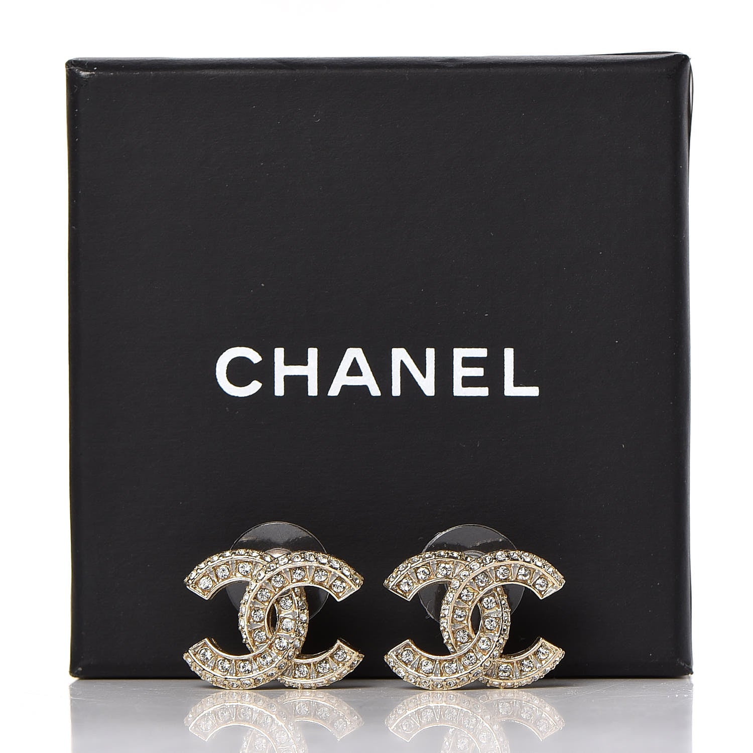 Chanel Crystal CC Earrings Gold 5 of 5