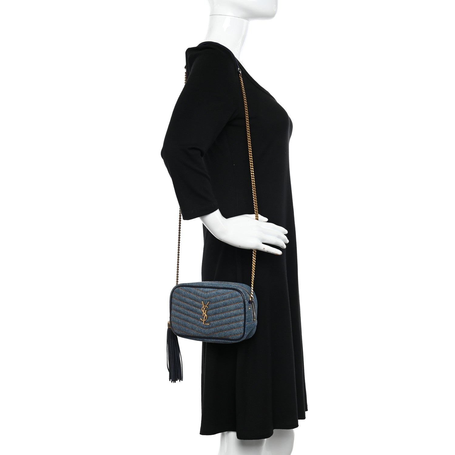 Saint Laurent Denim Matelasse Monogram Mini Lou Camera Bag California Blue 2 of 15