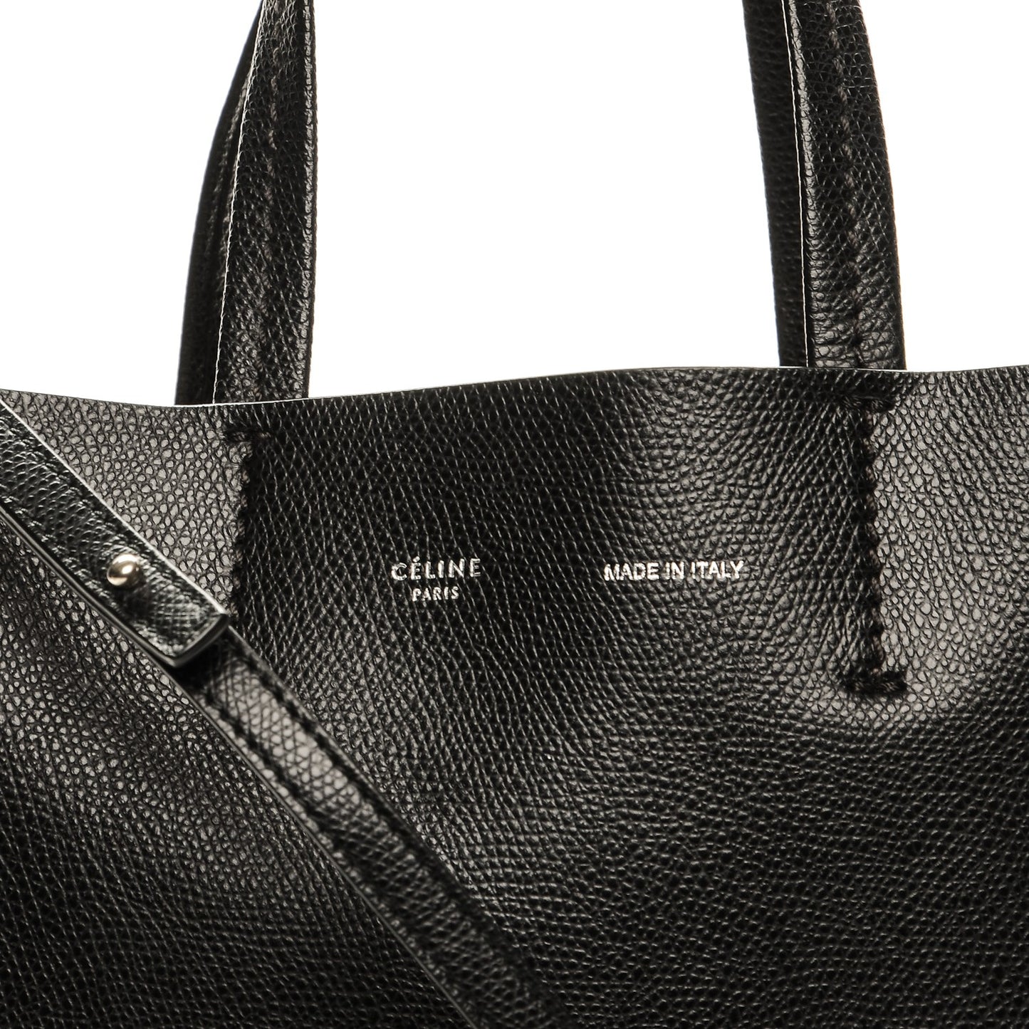 Grained Calfskin Small Vertical Cabas Black