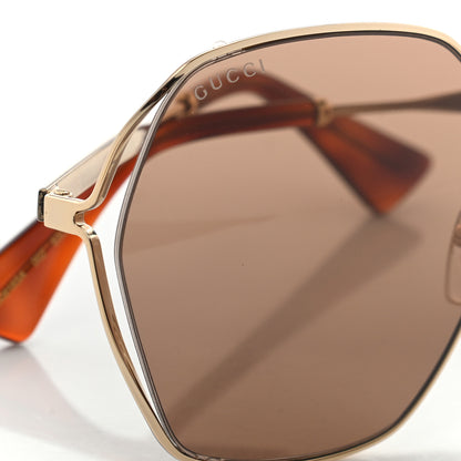 Gucci Metal Fork Square Frame Sunglasses GG0818SA Pink 9 of 10