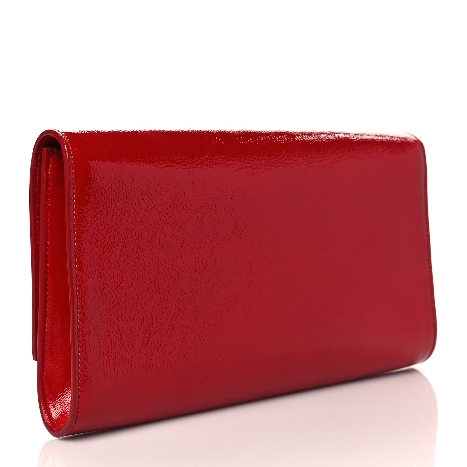 Saint Laurent Textured Patent Calfskin Large Belle De Jour Clutch Red 3 of 9