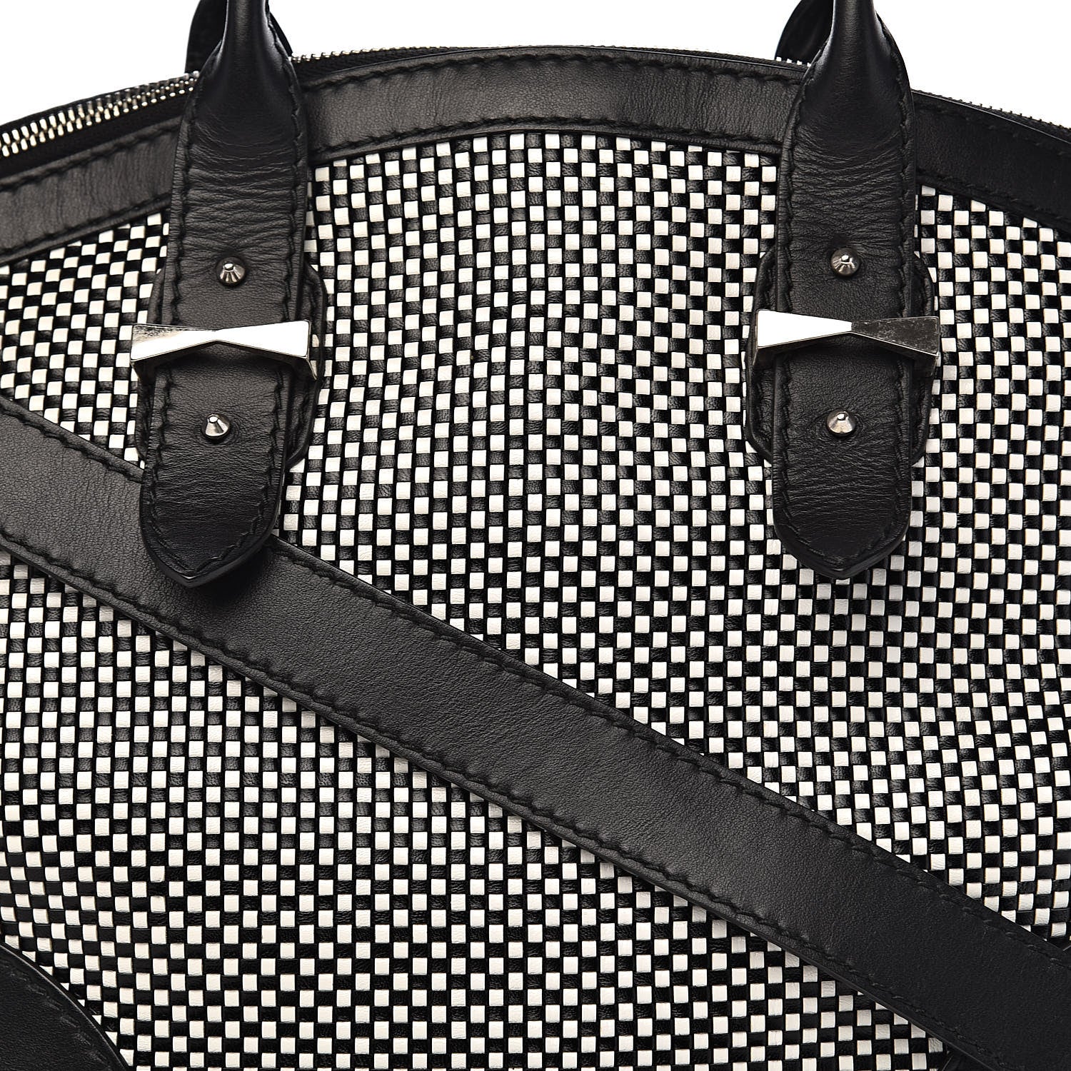Alexander McQueen Soft Calfskin Woven Medium Legend Tote Black White 11 of 11