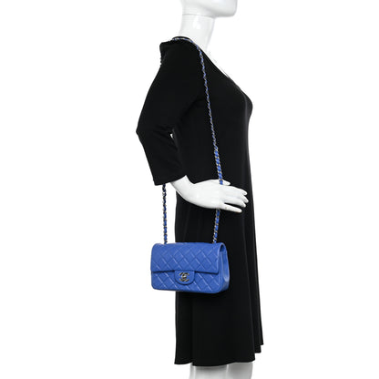 Chanel Lambskin Quilted Mini Rectangular Flap Light Blue 2 of 12