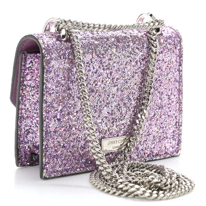 Jimmy Choo Coarse Glitter Mini Paris Crossbody Pink Violet 3 of 9