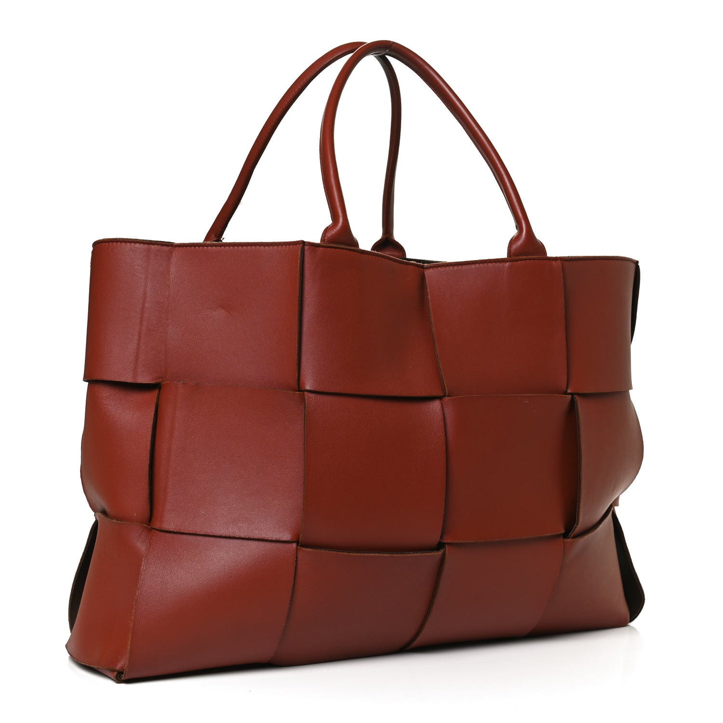 Nappa Maxi Intrecciato Mens Arco Tote Red Brown