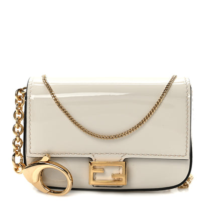 Fendi Vitello Vernice Mou Nano Baguette Belt Charm Latte 1 of 10