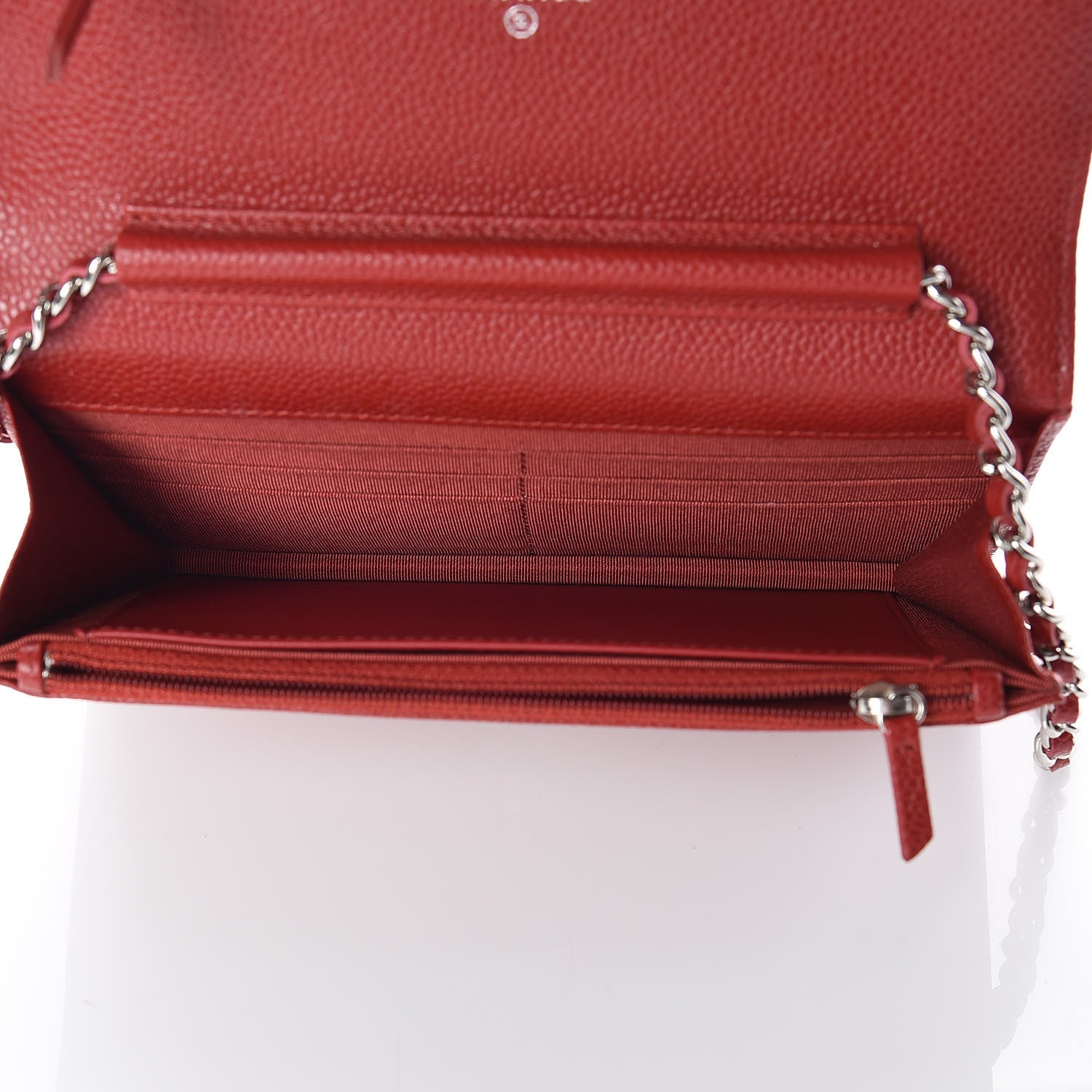 Chanel Caviar Quilted Wallet on Chain WOC Red 7 of 11