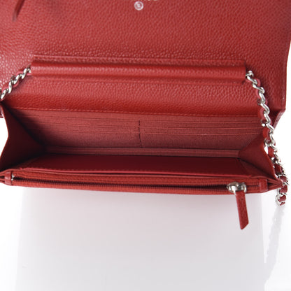 Chanel Caviar Quilted Wallet on Chain WOC Red 7 of 11