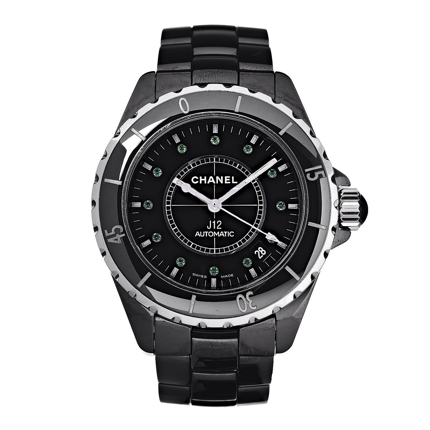 Stainless Steel Ceramic Emerald 38mm J12 Automatic Watch Black