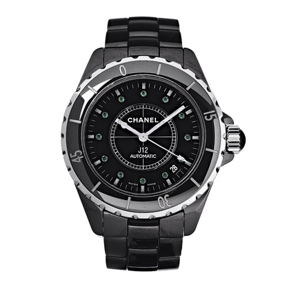Chanel Stainless Steel Ceramic Emerald 38mm J12 Automatic Watch Black 1 of 7