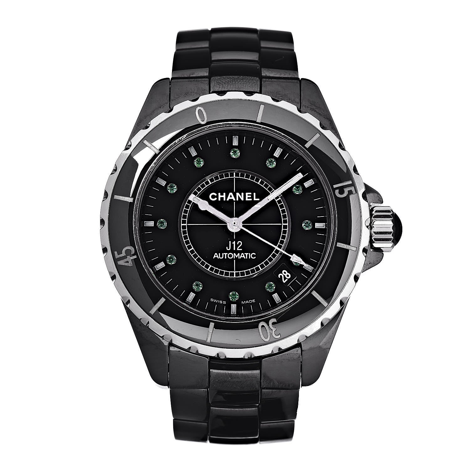 Chanel Stainless Steel Ceramic Emerald 38mm J12 Automatic Watch Black 1 of 7