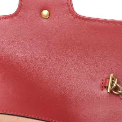 Gucci Calfskin Matelasse Super Mini GG Marmont Shoulder Bag Hibiscus Red 12 of 15