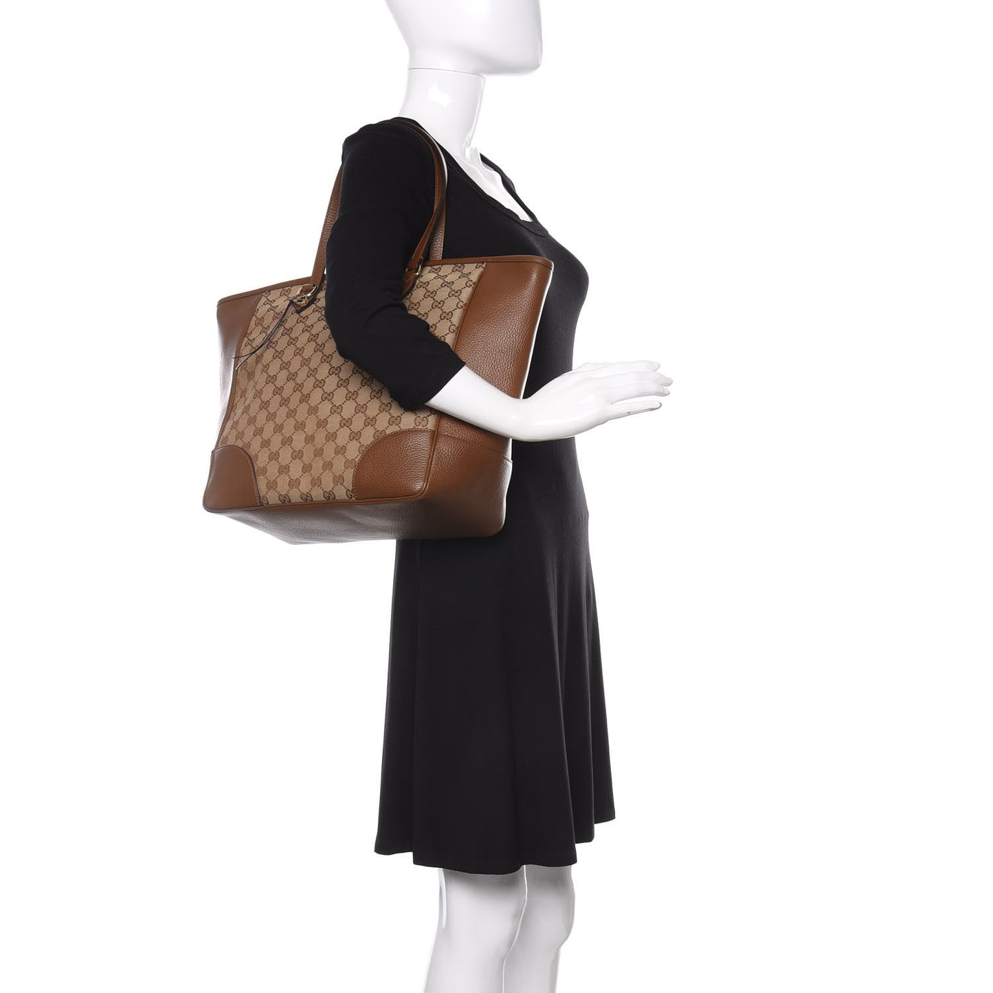 Monogram Medium Bree Zippered Tote Beige Tabacco