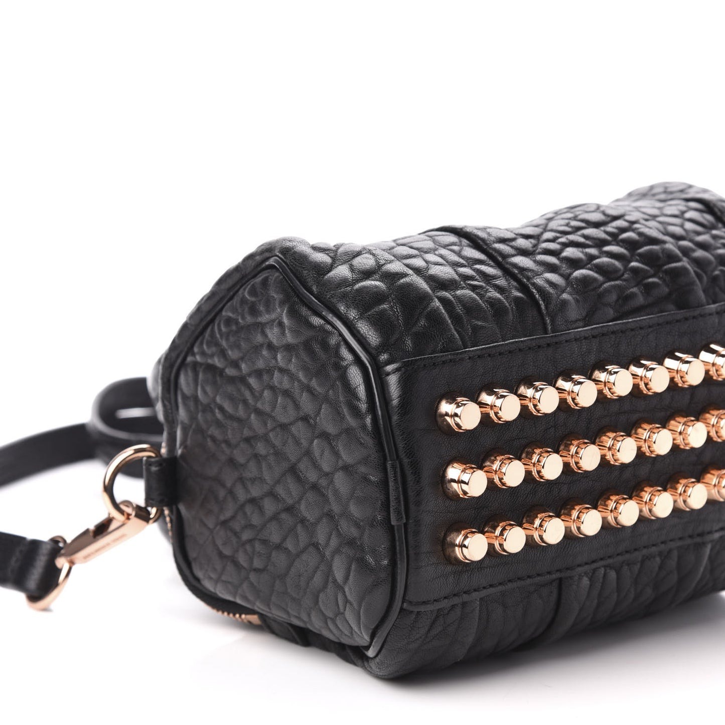 Pebbled Lambskin Mini Rockie Black Rose Gold Hardware
