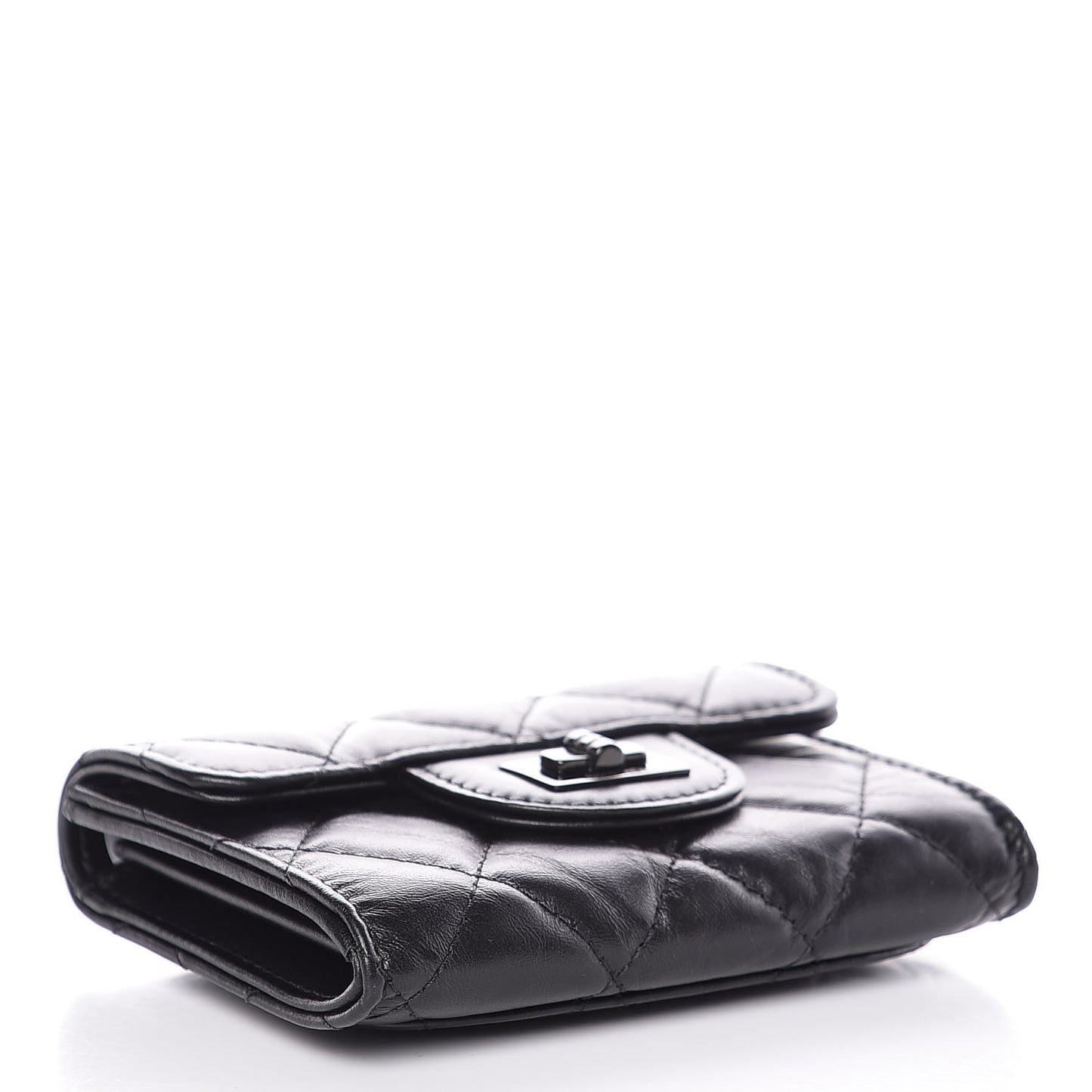 Aged Calfskin Quilted Reissue Flap Card Holder Wallet So Black