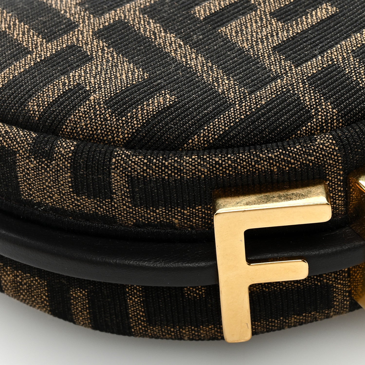 Fendi Fabric Jacquard FF 1974 Nano Fendigraphy Hobo Charm Tobacco Moro 7 of 8