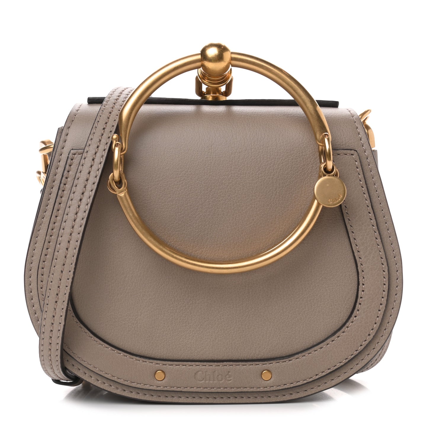 Calfskin Suede Small Nile Bracelet Bag Motty Grey