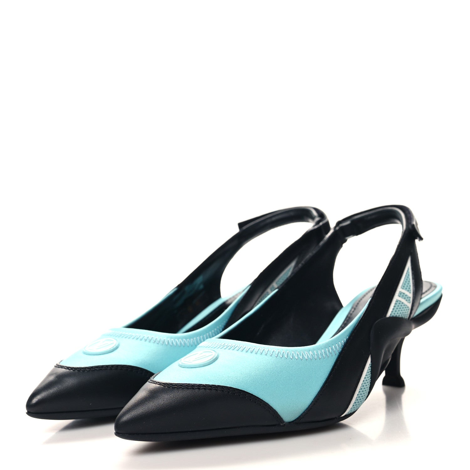 Louis Vuitton Calfskin Archlight Slingback Pumps 36 Black Blue 3 of 8
